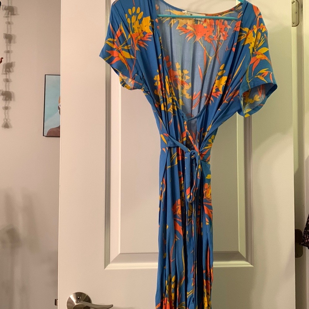 Molly Green Blue Floral Wrap Maxi